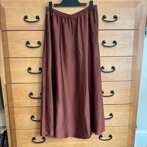 Brown midi slip skirt